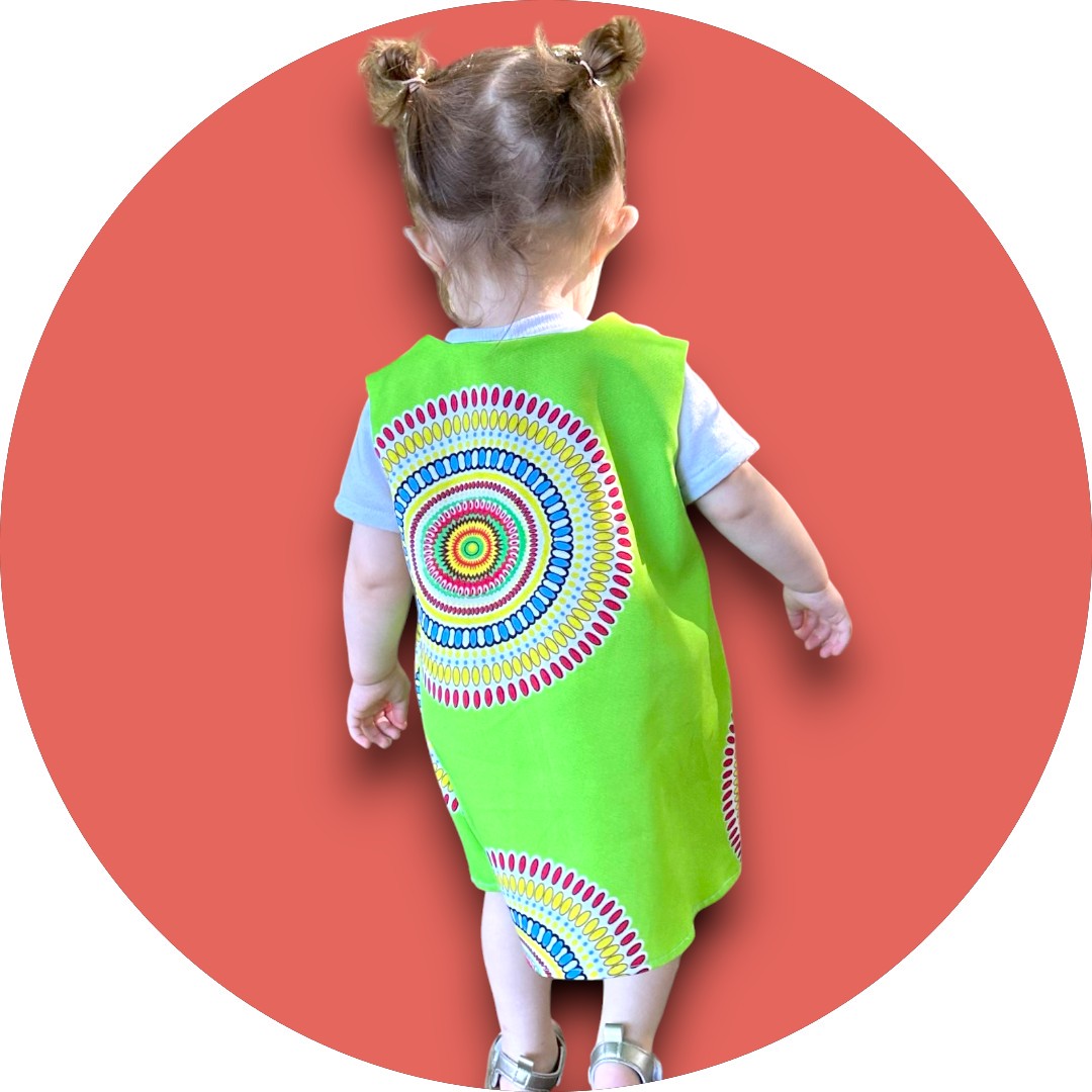 Baby lime green shweshwe A-line dress