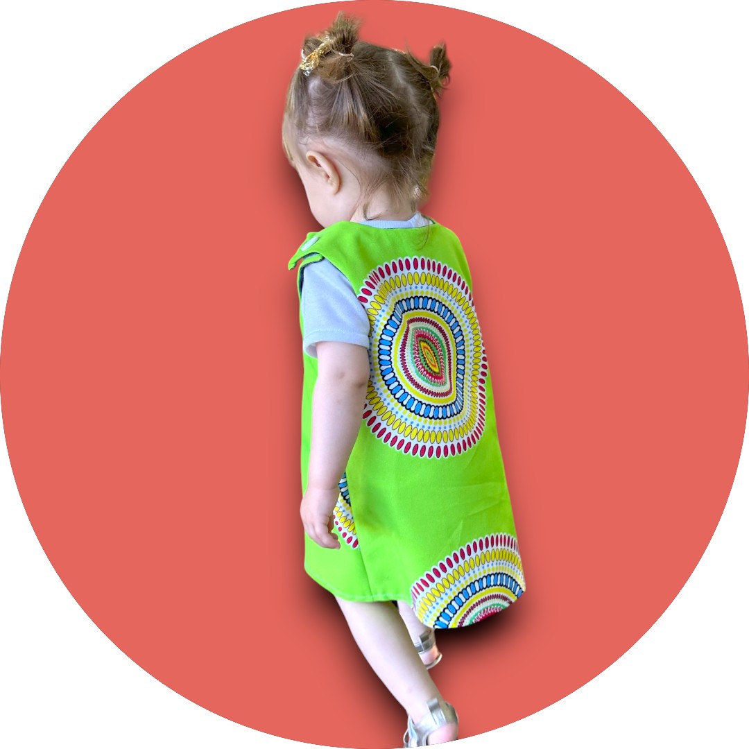 Baby lime green shweshwe A-line dress