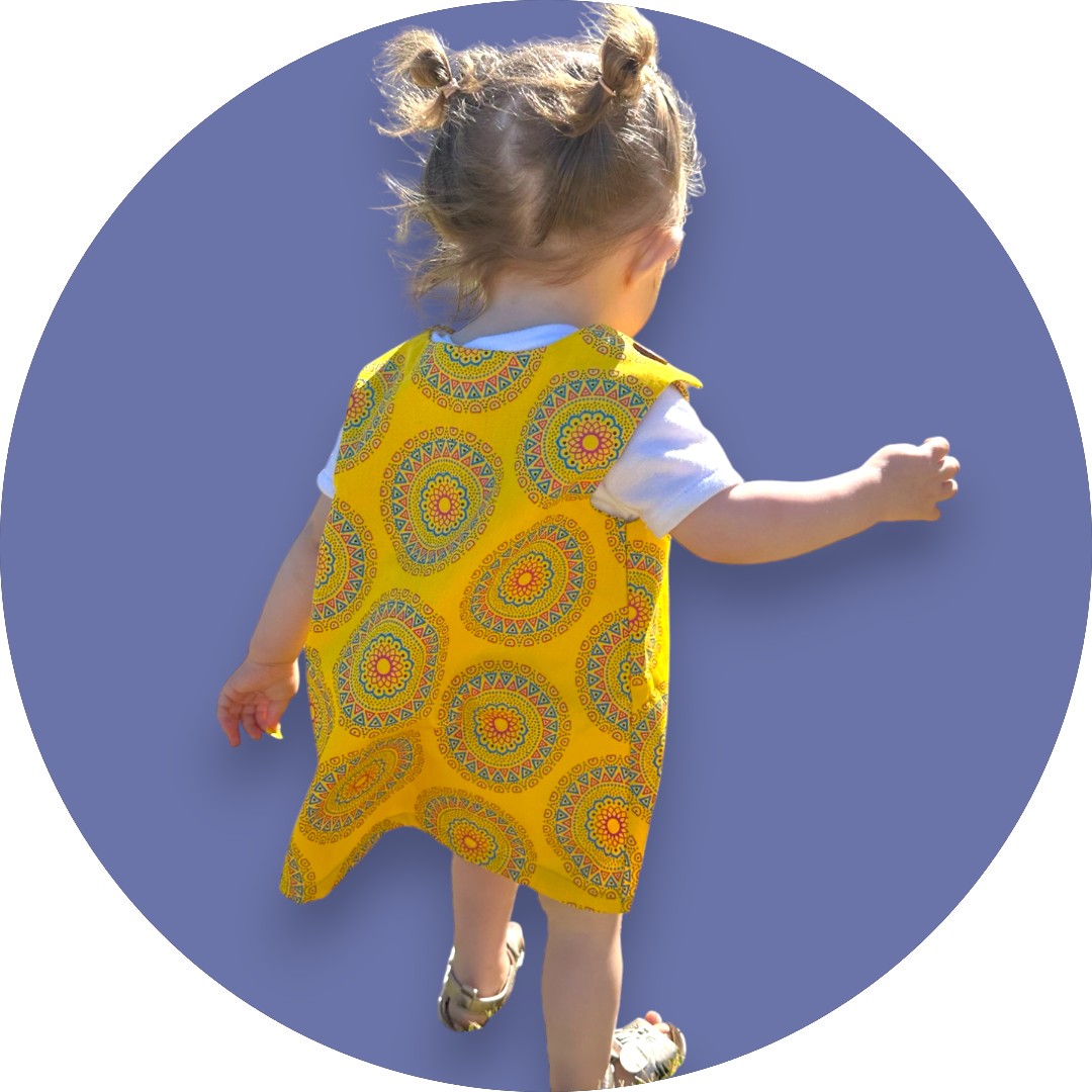 Baby mustard Shweshwe A-line dress