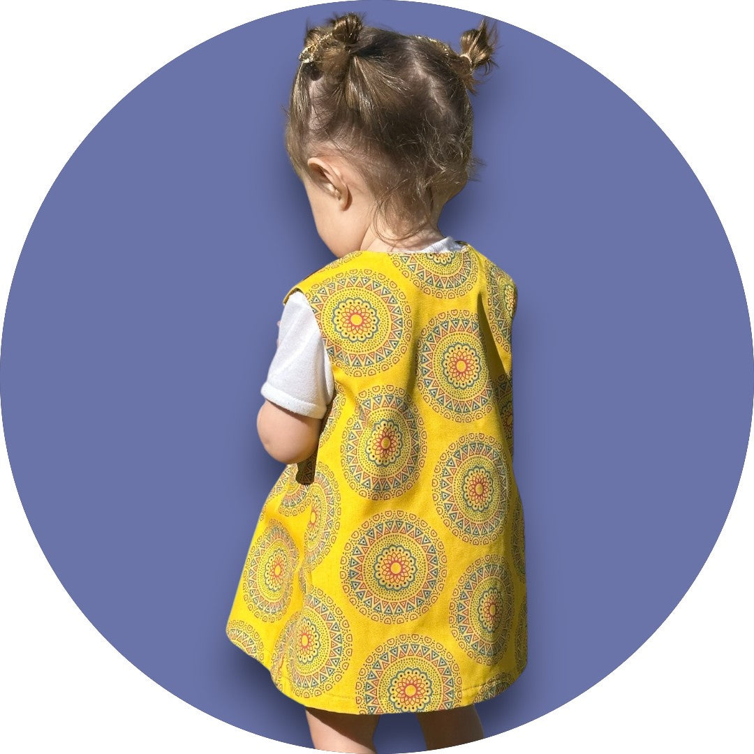 Baby mustard Shweshwe A-line dress