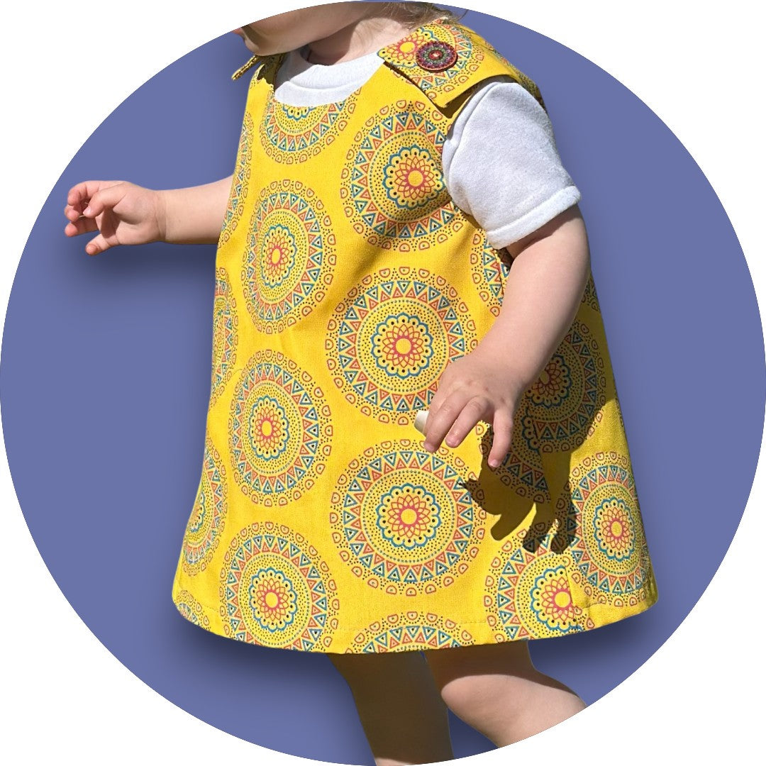 Baby mustard Shweshwe A-line dress