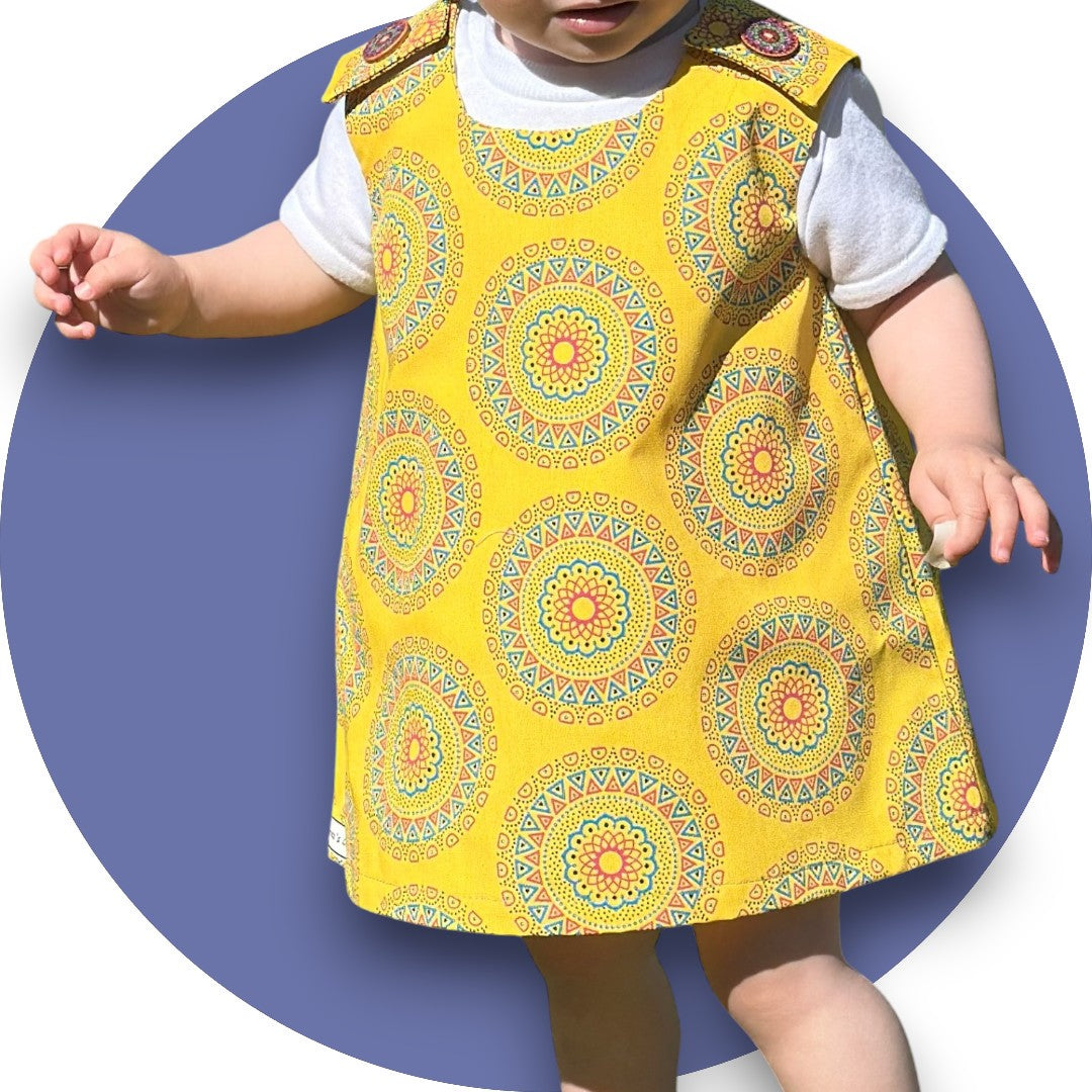Baby mustard Shweshwe A-line dress