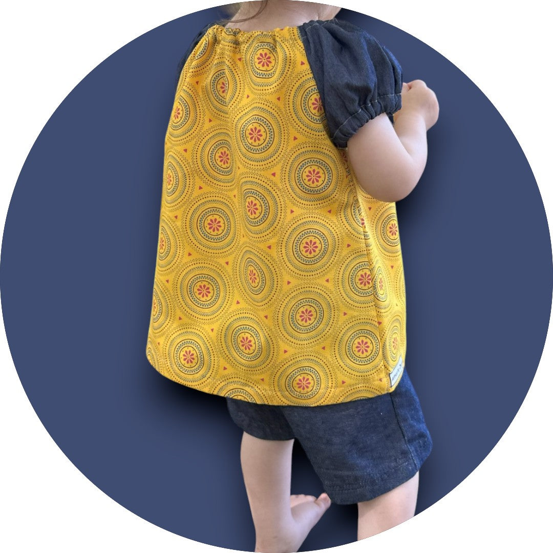 Baby mustard shweshwe dress