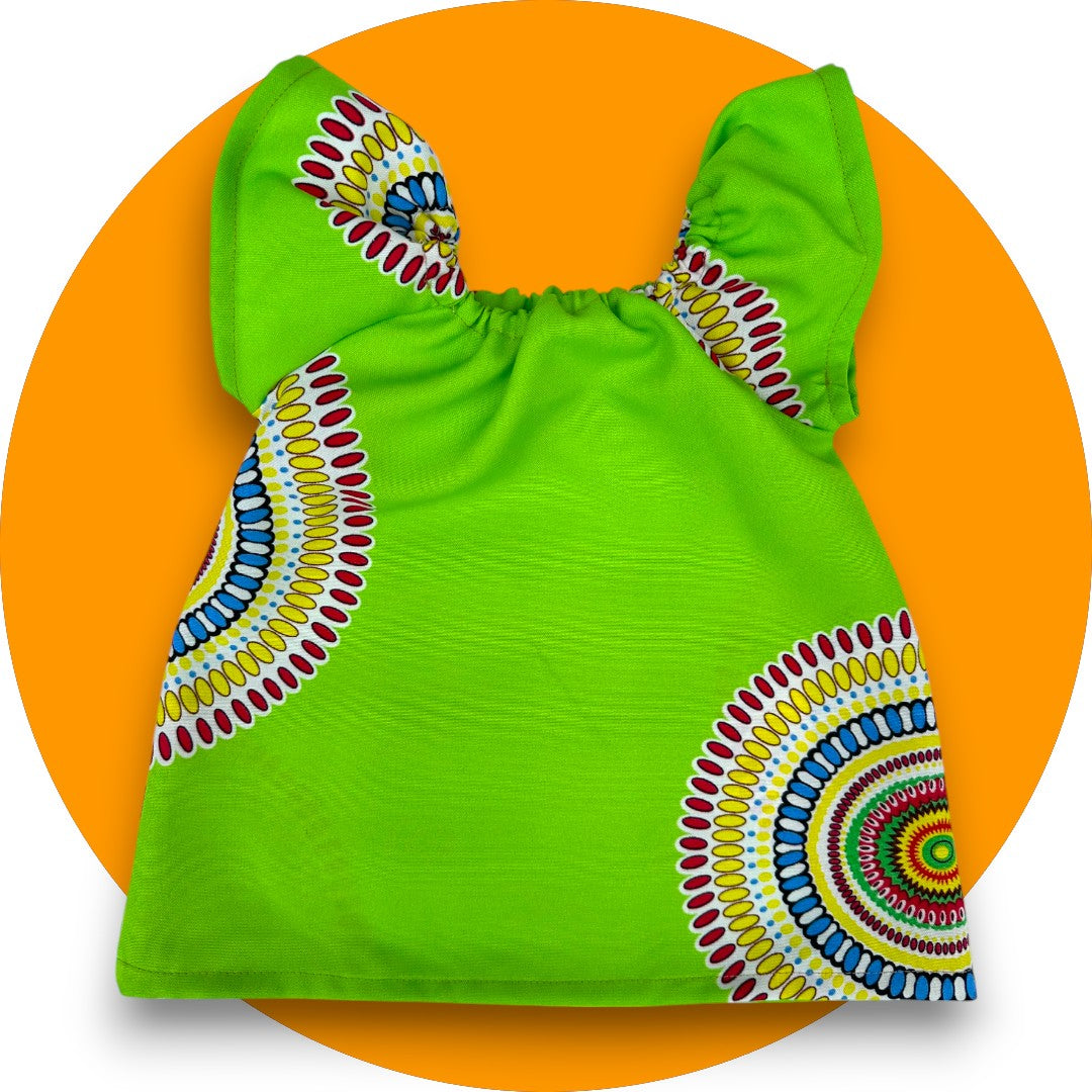 Baby lime green shweshwe A-line dress