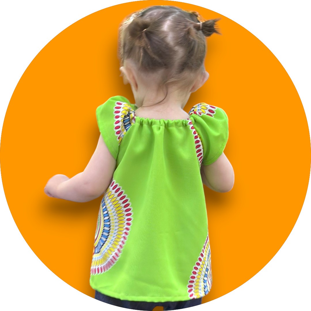 Baby lime green shweshwe A-line dress