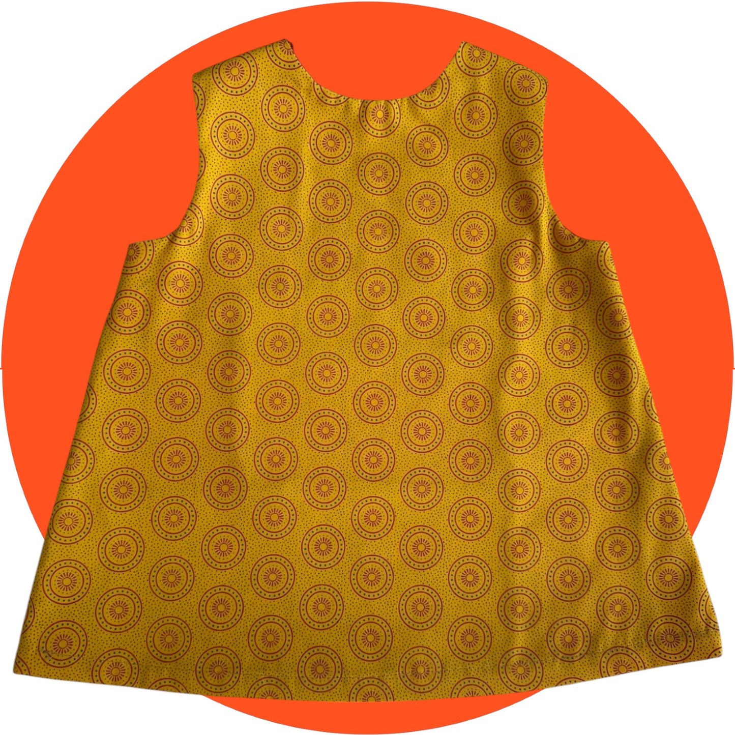 Baby Orange and Mustard Shweshwe Patchwork A-Line Dress
