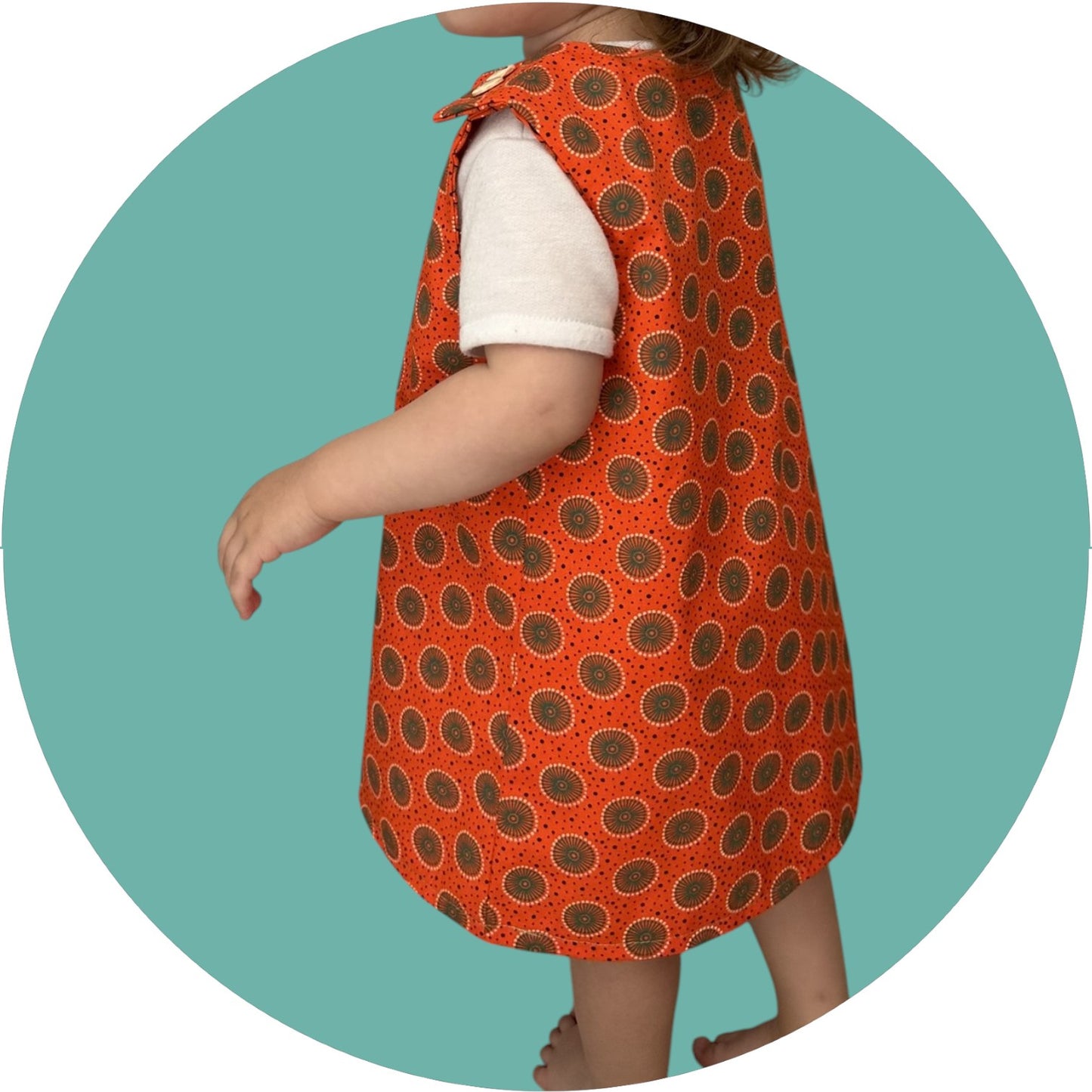Baby orange shweshwe A-line dress