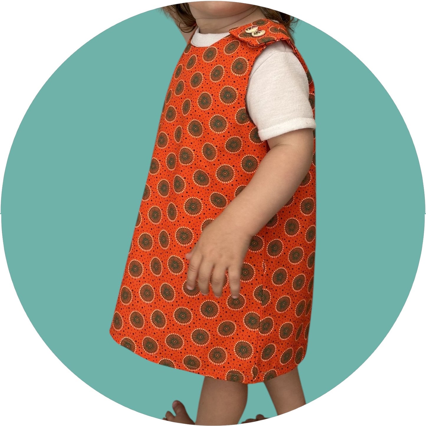 Baby orange shweshwe A-line dress