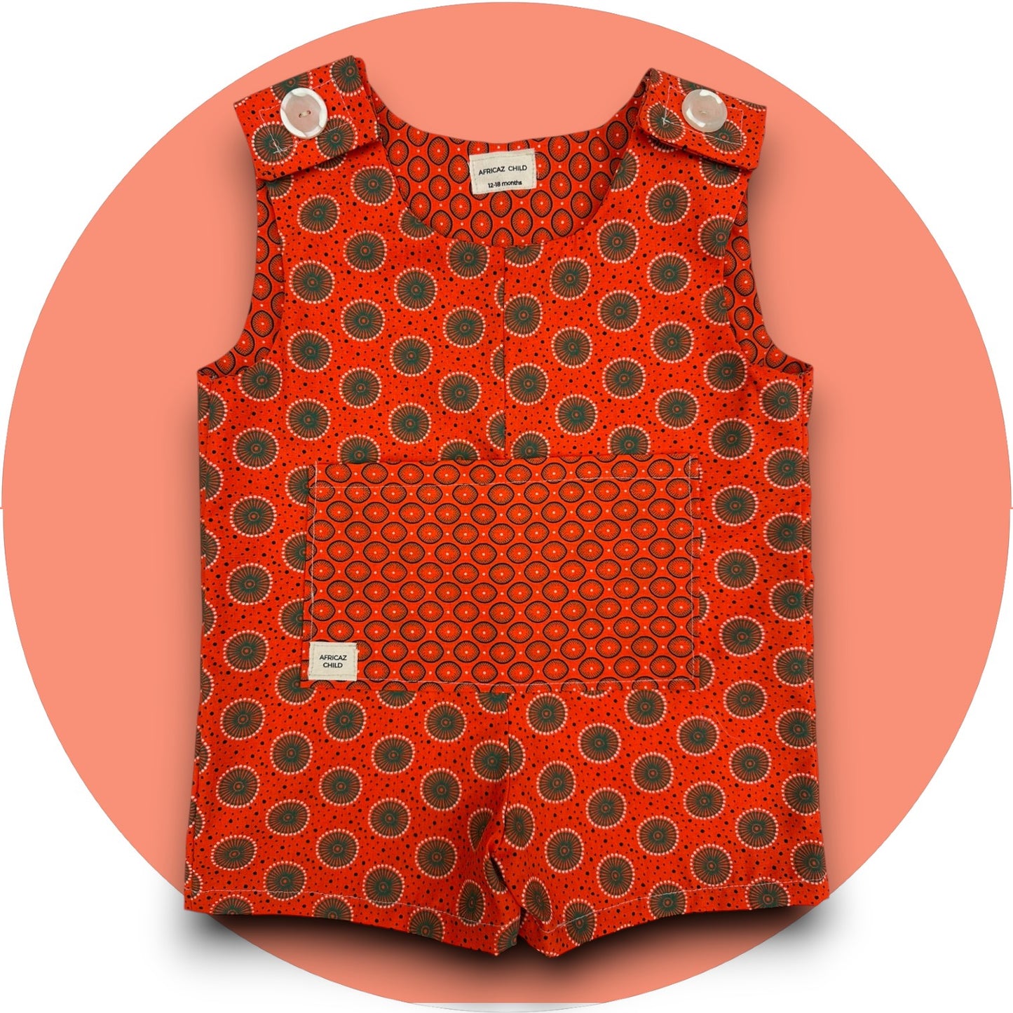 Baby orange shweshwe jumper with pocket