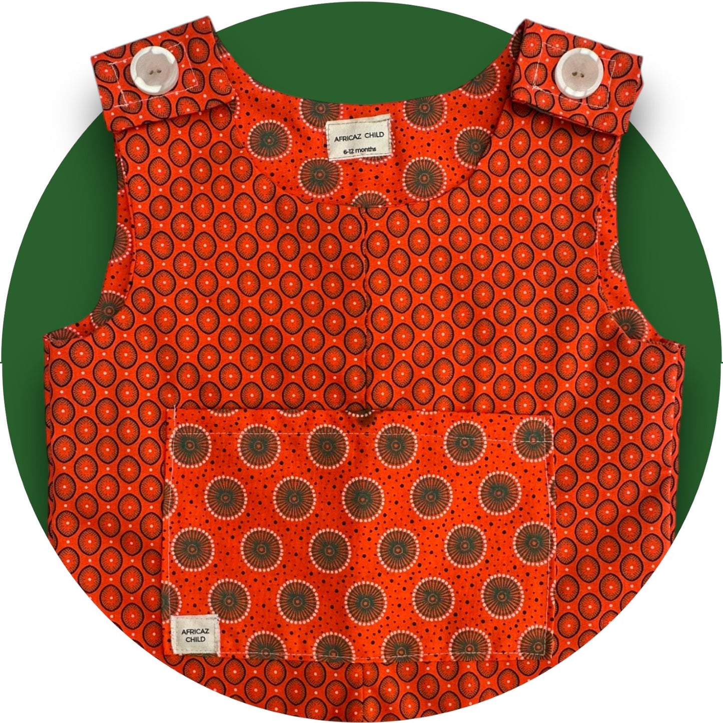 Baby orange shweshwe jumper with pocket