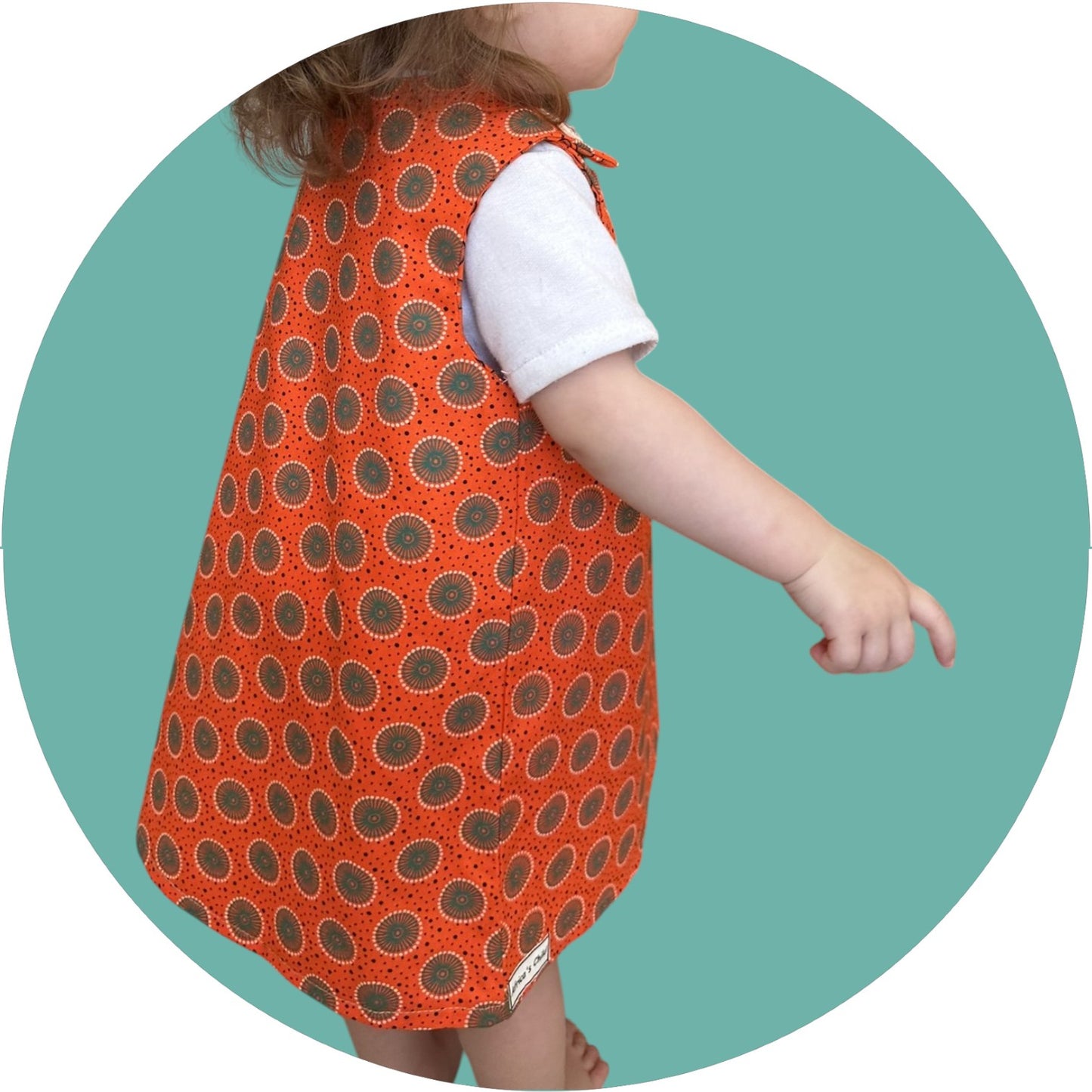 Baby orange shweshwe A-line dress