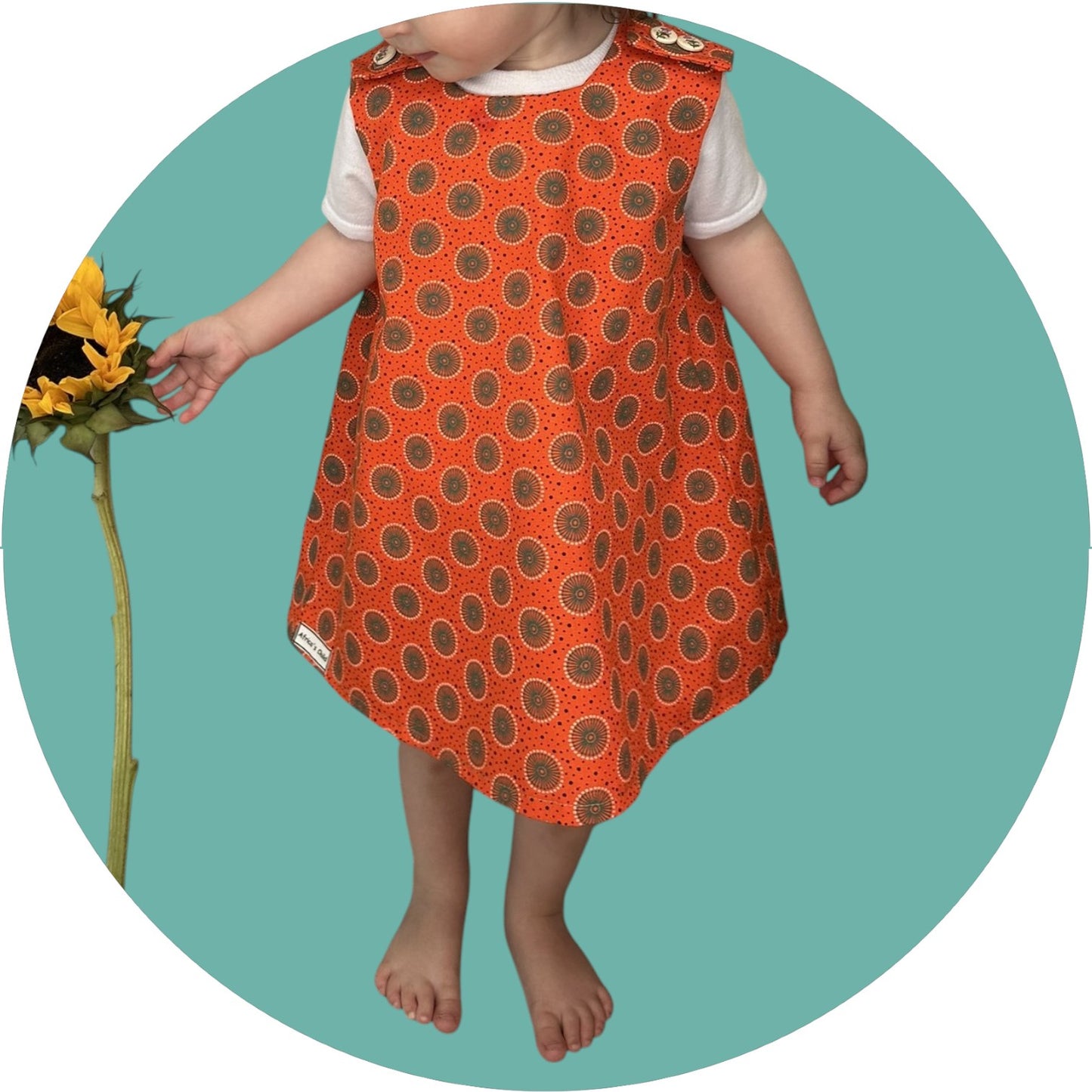 Baby orange shweshwe A-line dress