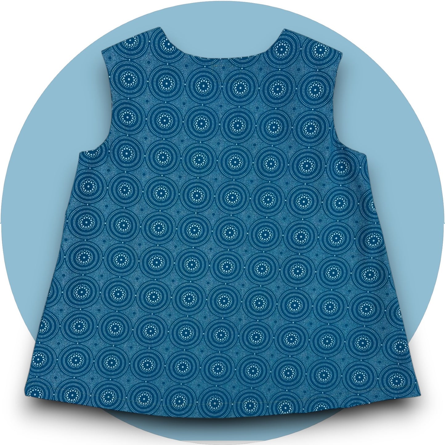 Baby blue shweshwe A-line dress with pocket