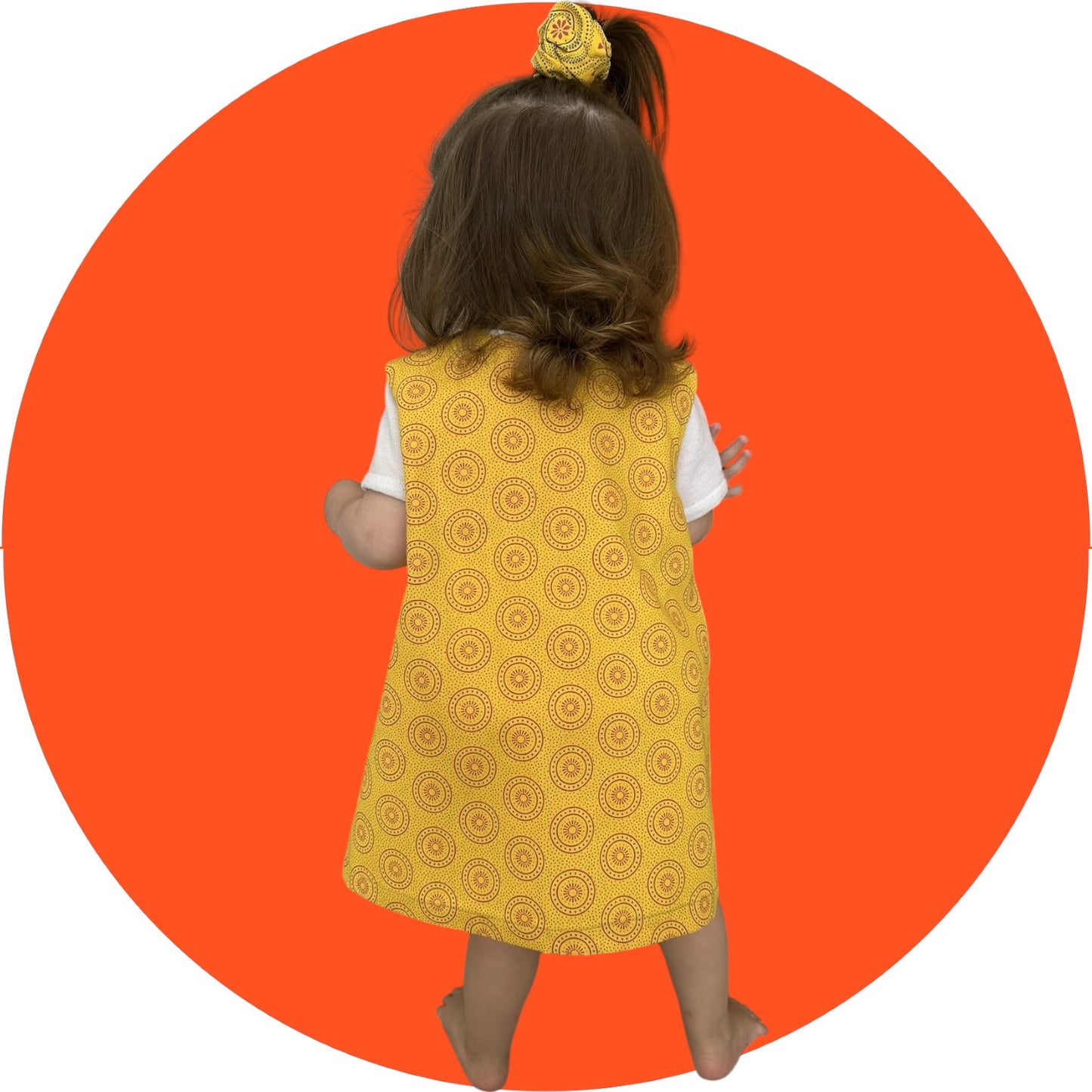 Baby Orange and Mustard Shweshwe Patchwork A-Line Dress
