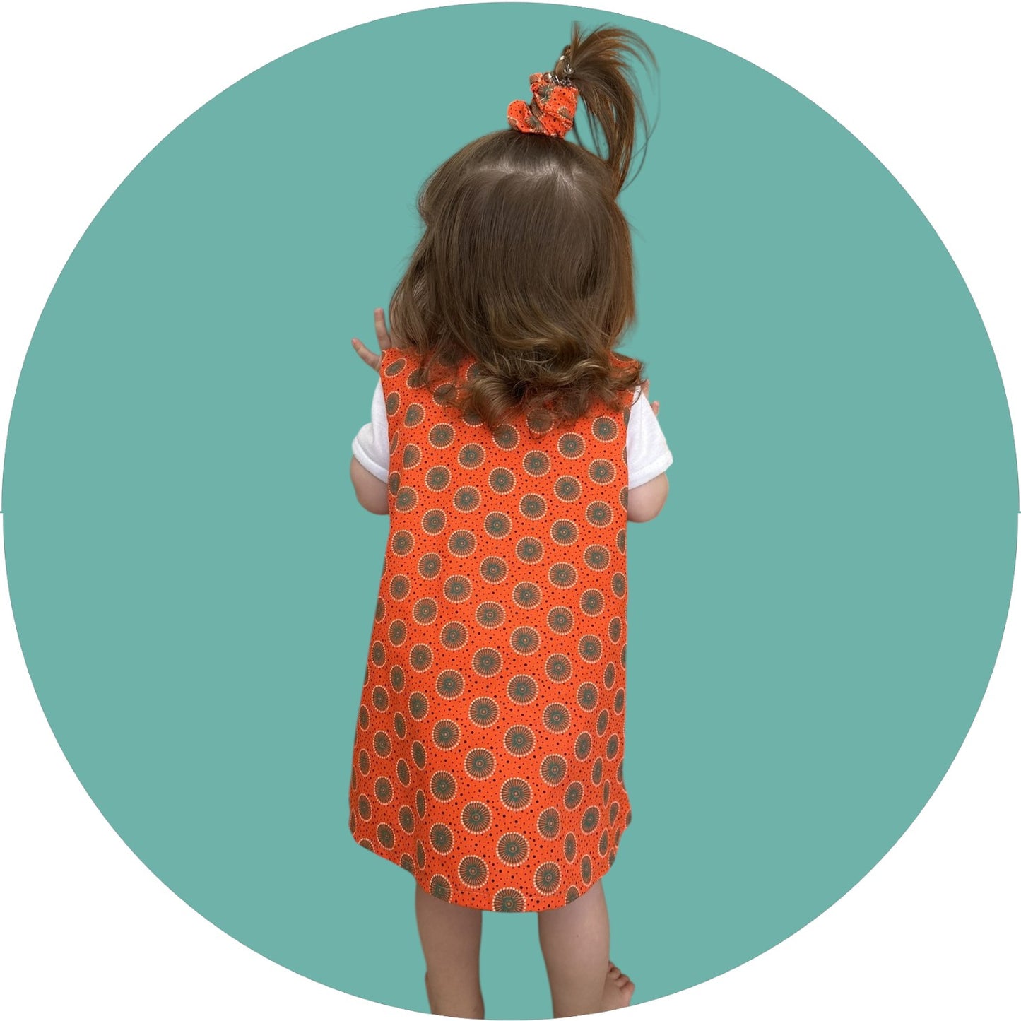 Baby orange shweshwe A-line dress