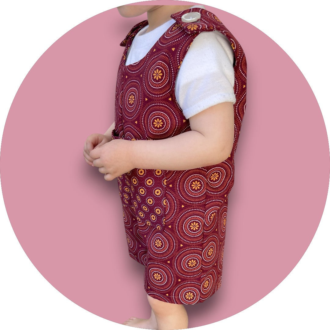 Baby Maroon shweshwe jumper with geo printed pocket