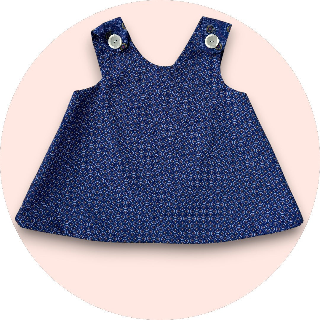 Baby royal blue shweshwe cross-over top