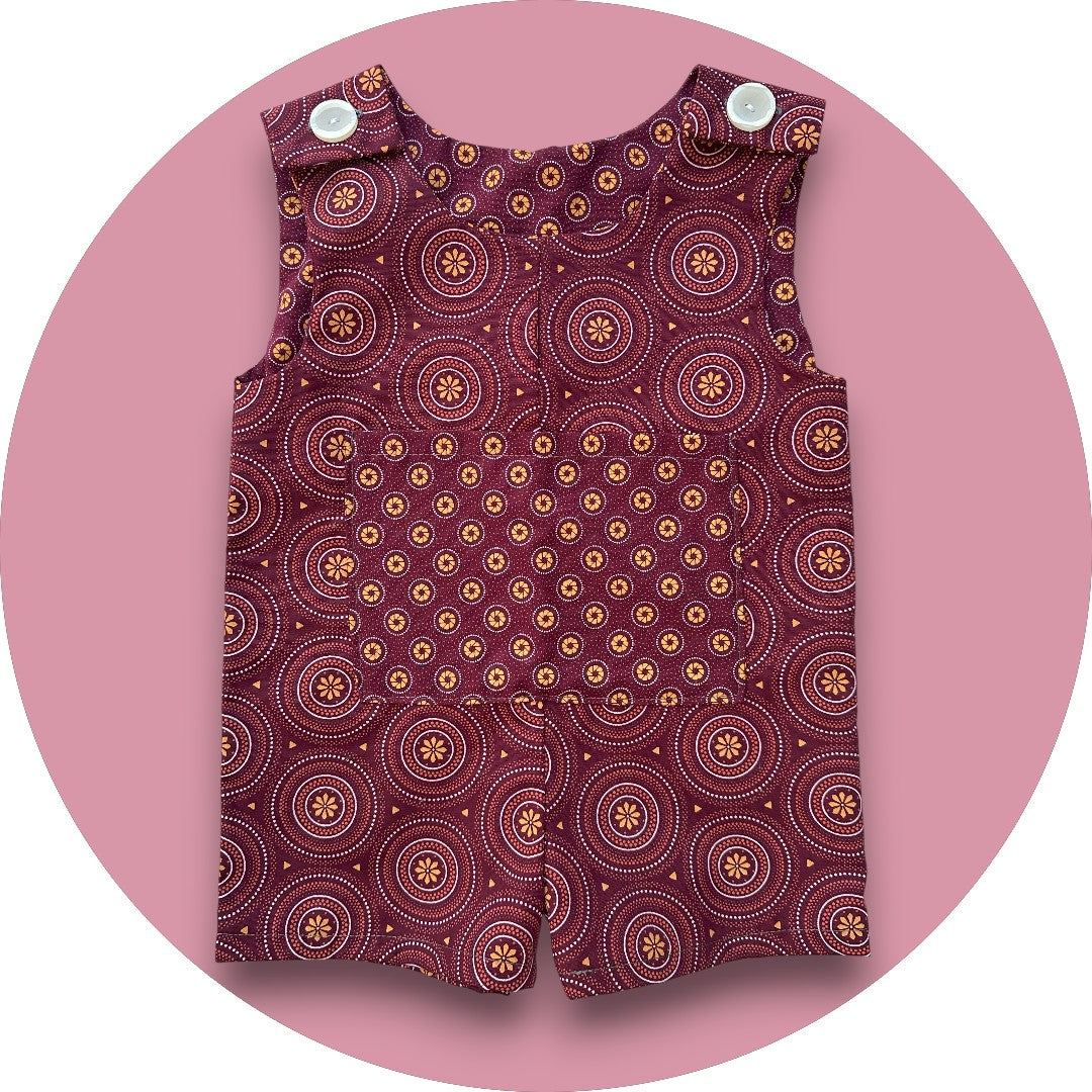 Baby Maroon shweshwe jumper with geo printed pocket