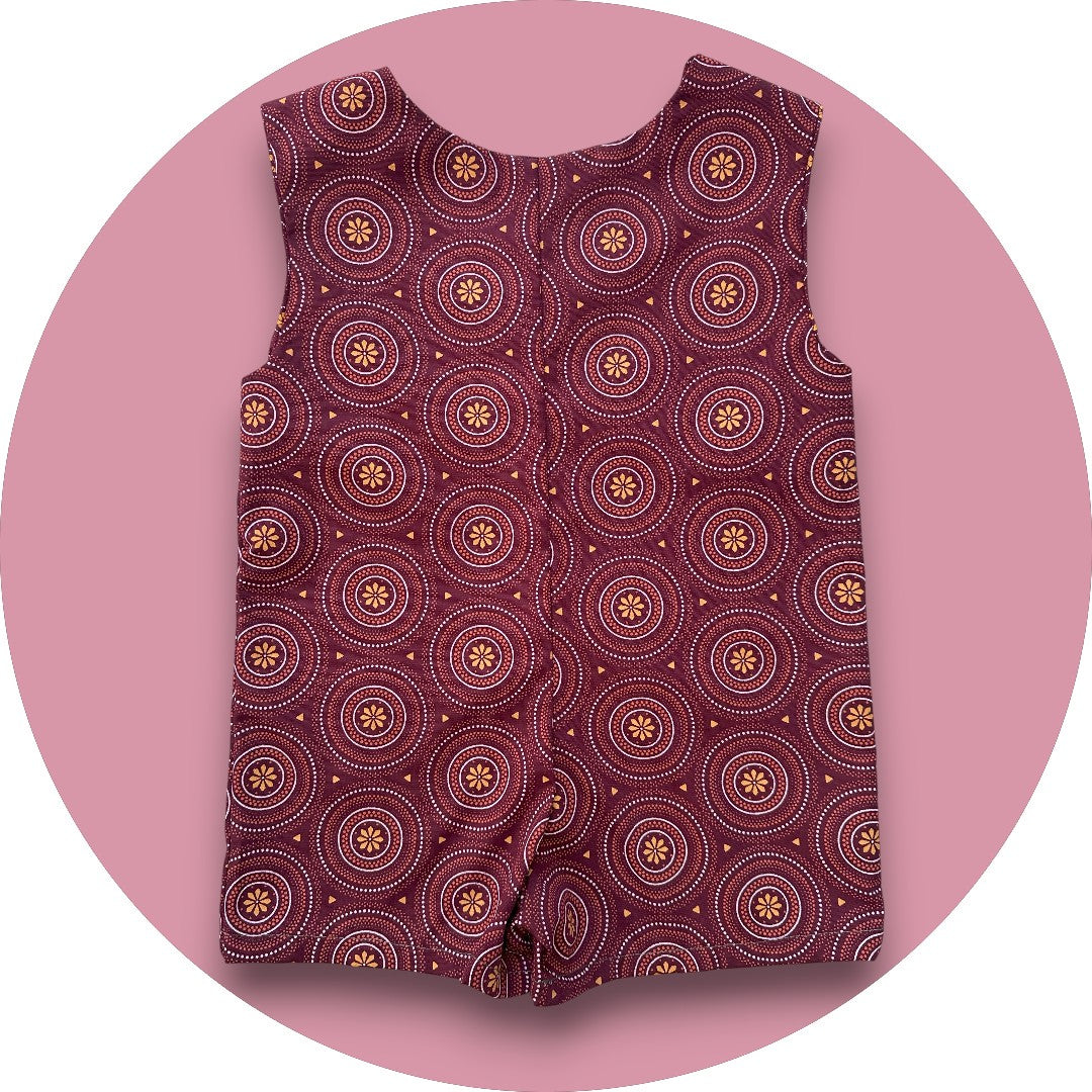 Baby Maroon shweshwe jumper with geo printed pocket