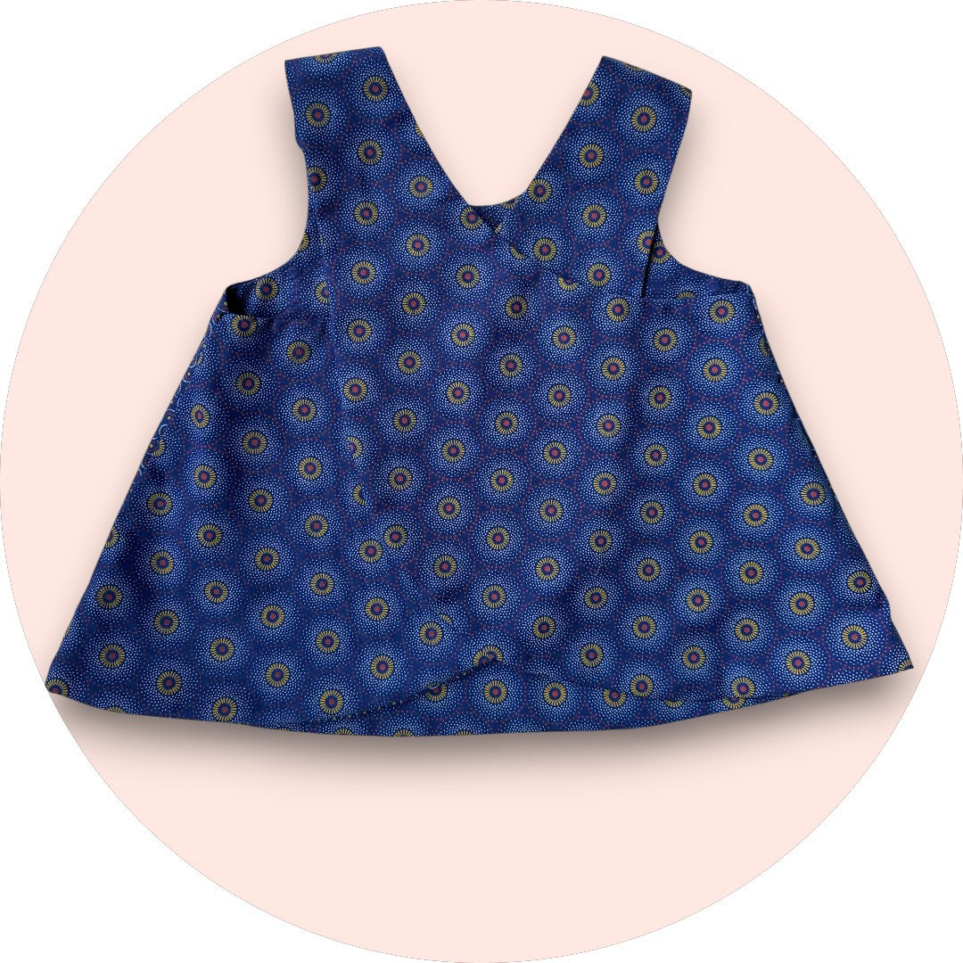 Baby royal blue shweshwe cross-over top