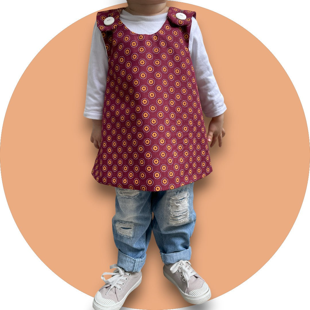 Baby maroon shweshwe cross-over top