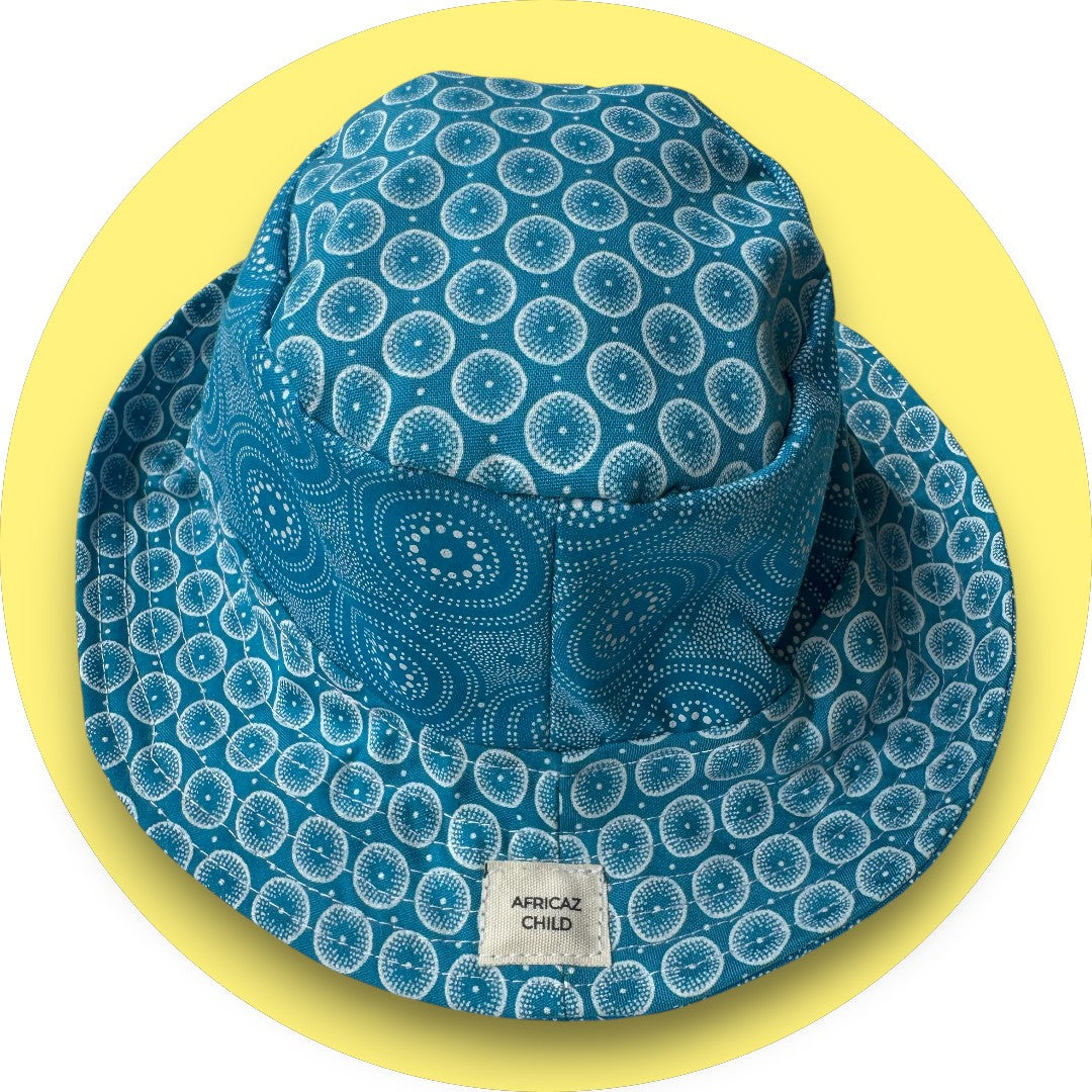 Blue Shweshwe Baby Bucket Hat