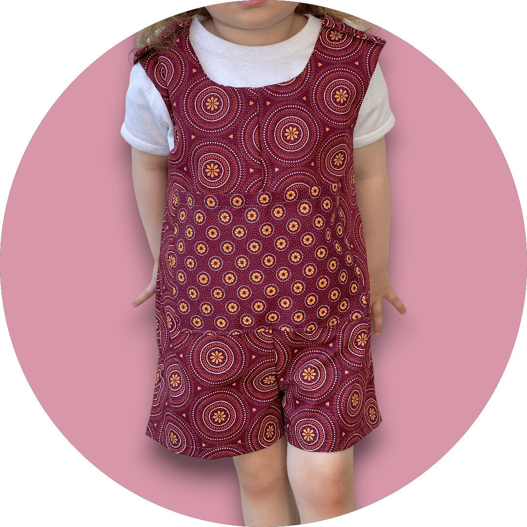 Baby Maroon shweshwe jumper with geo printed pocket