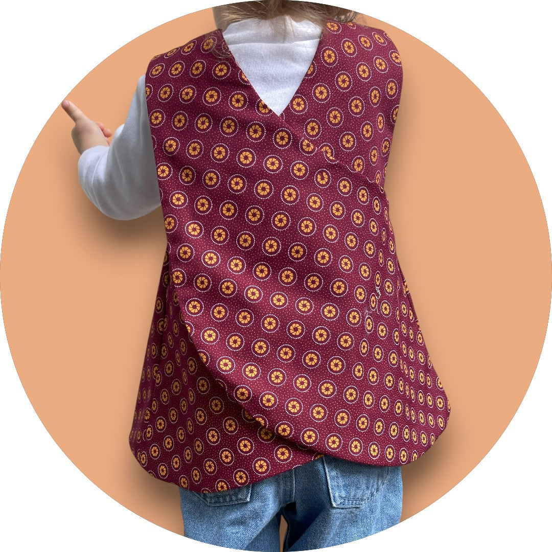 Baby maroon shweshwe cross-over top