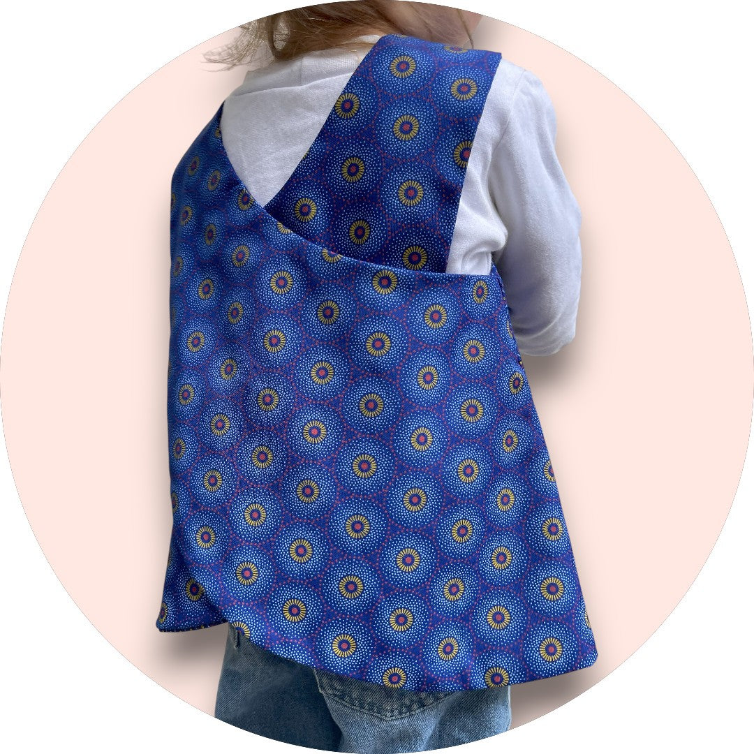 Baby royal blue shweshwe cross-over top