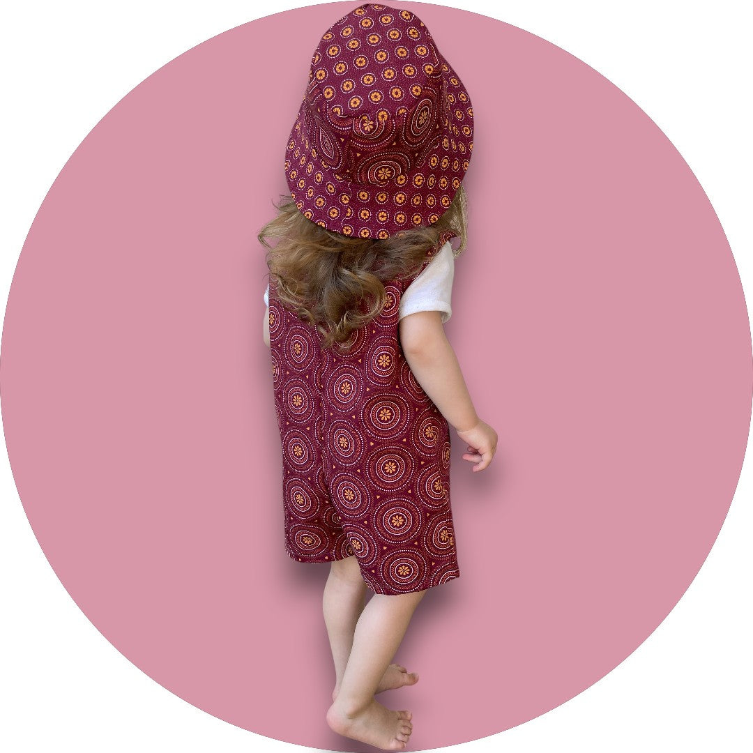 Baby Maroon shweshwe jumper with geo printed pocket
