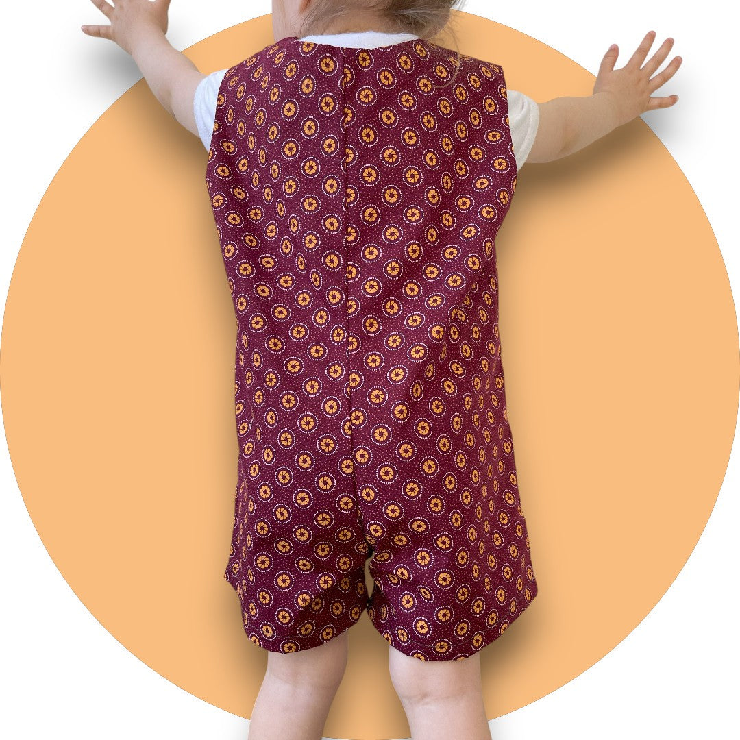 Baby maroon shweshwe jumper with pocket