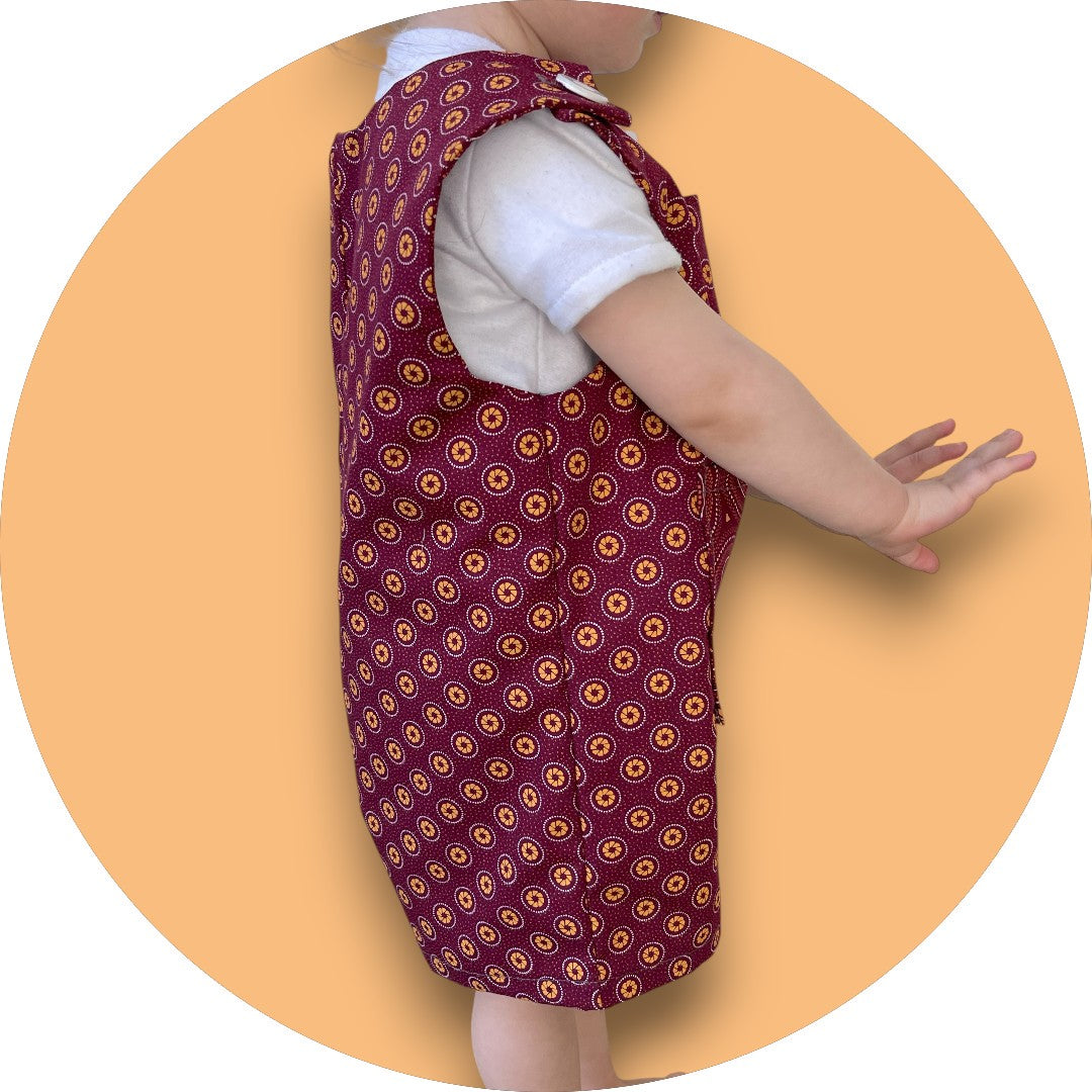 Baby maroon shweshwe jumper with pocket