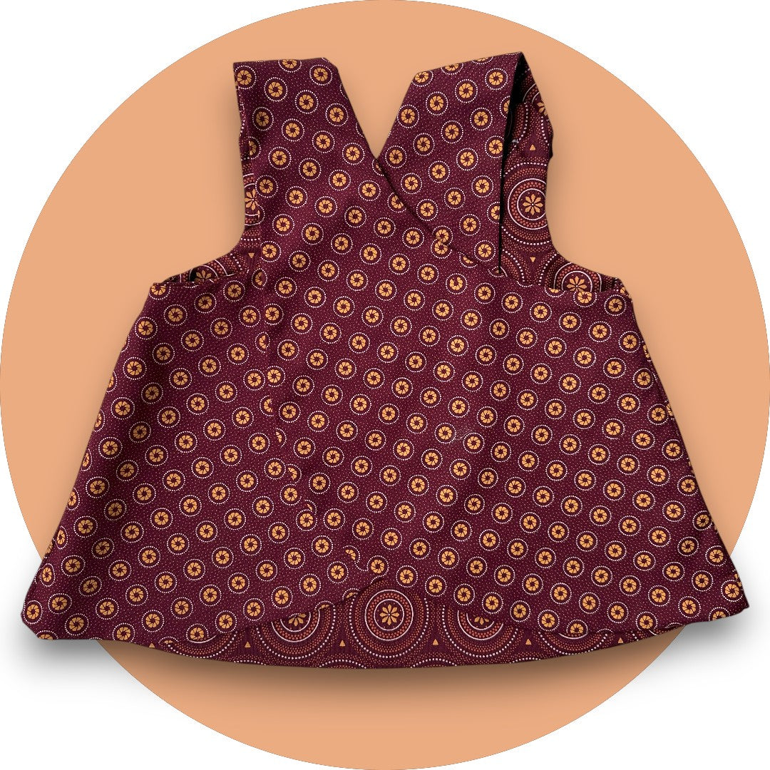Baby maroon shweshwe cross-over top