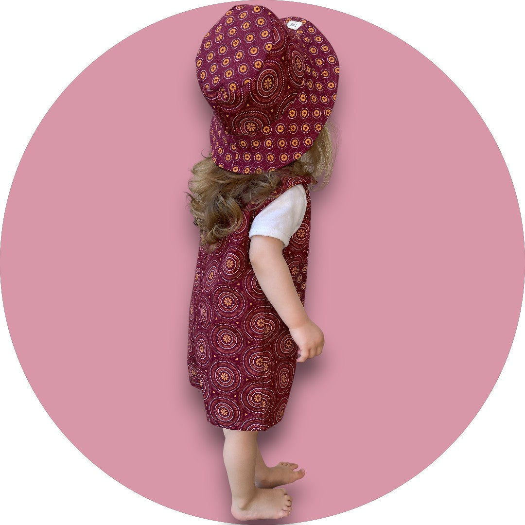 Baby Maroon shweshwe jumper with geo printed pocket