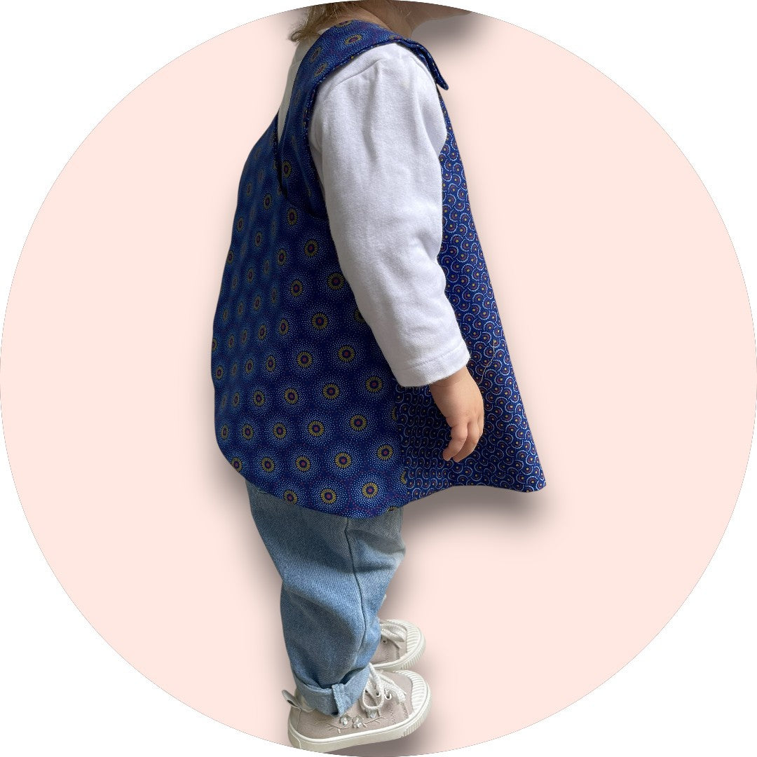 Baby royal blue shweshwe cross-over top