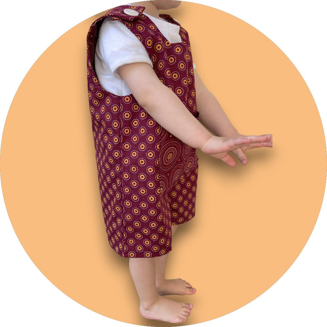 Baby maroon shweshwe jumper with pocket