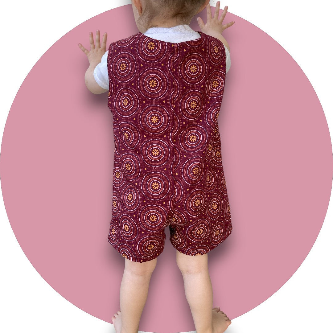 Baby Maroon shweshwe jumper with geo printed pocket