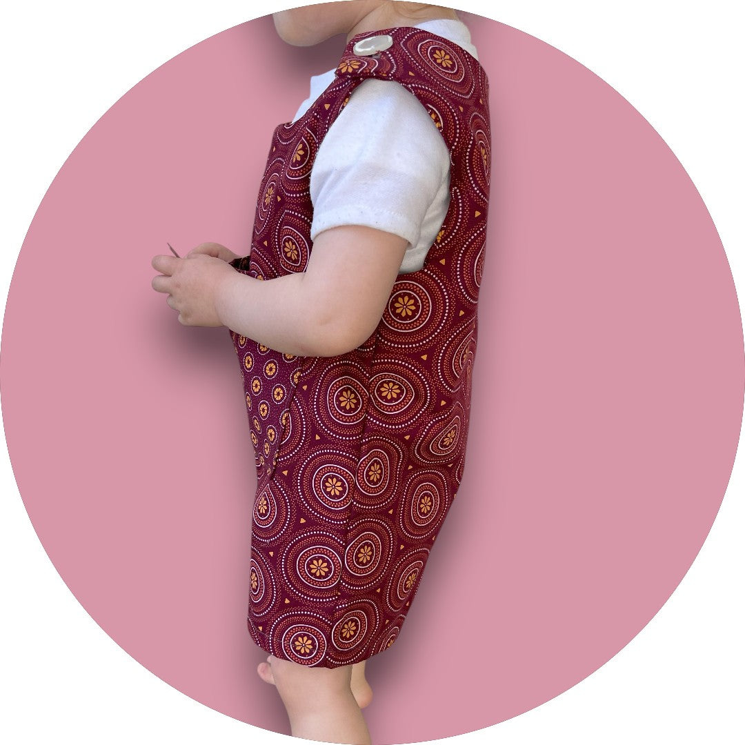 Baby Maroon shweshwe jumper with geo printed pocket