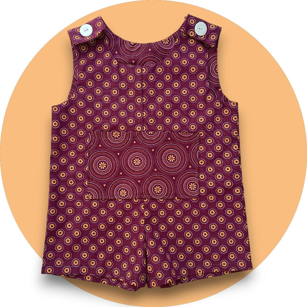 Baby maroon shweshwe jumper with pocket