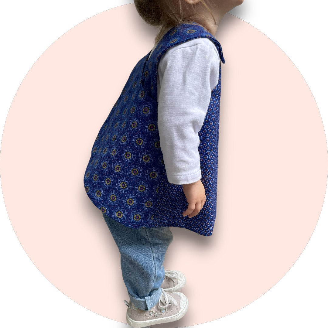 Baby royal blue shweshwe cross-over top