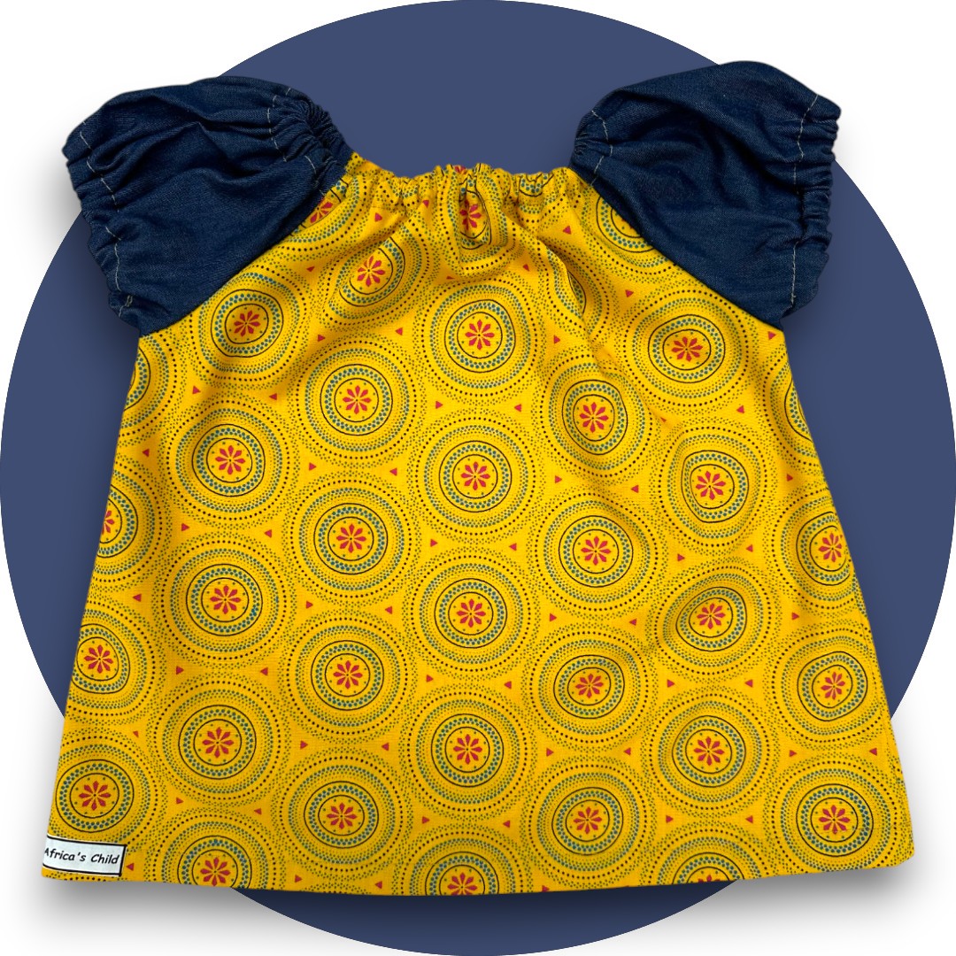 Baby mustard shweshwe dress