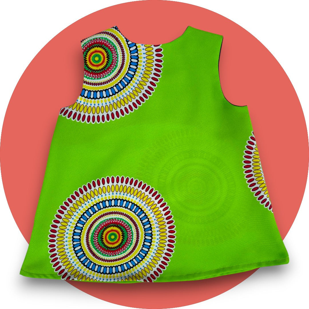 Baby lime green shweshwe A-line dress