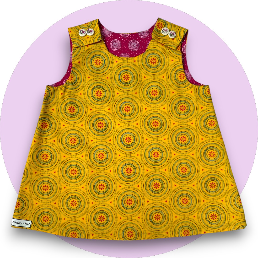 Baby mustard shweshwe A-line dress