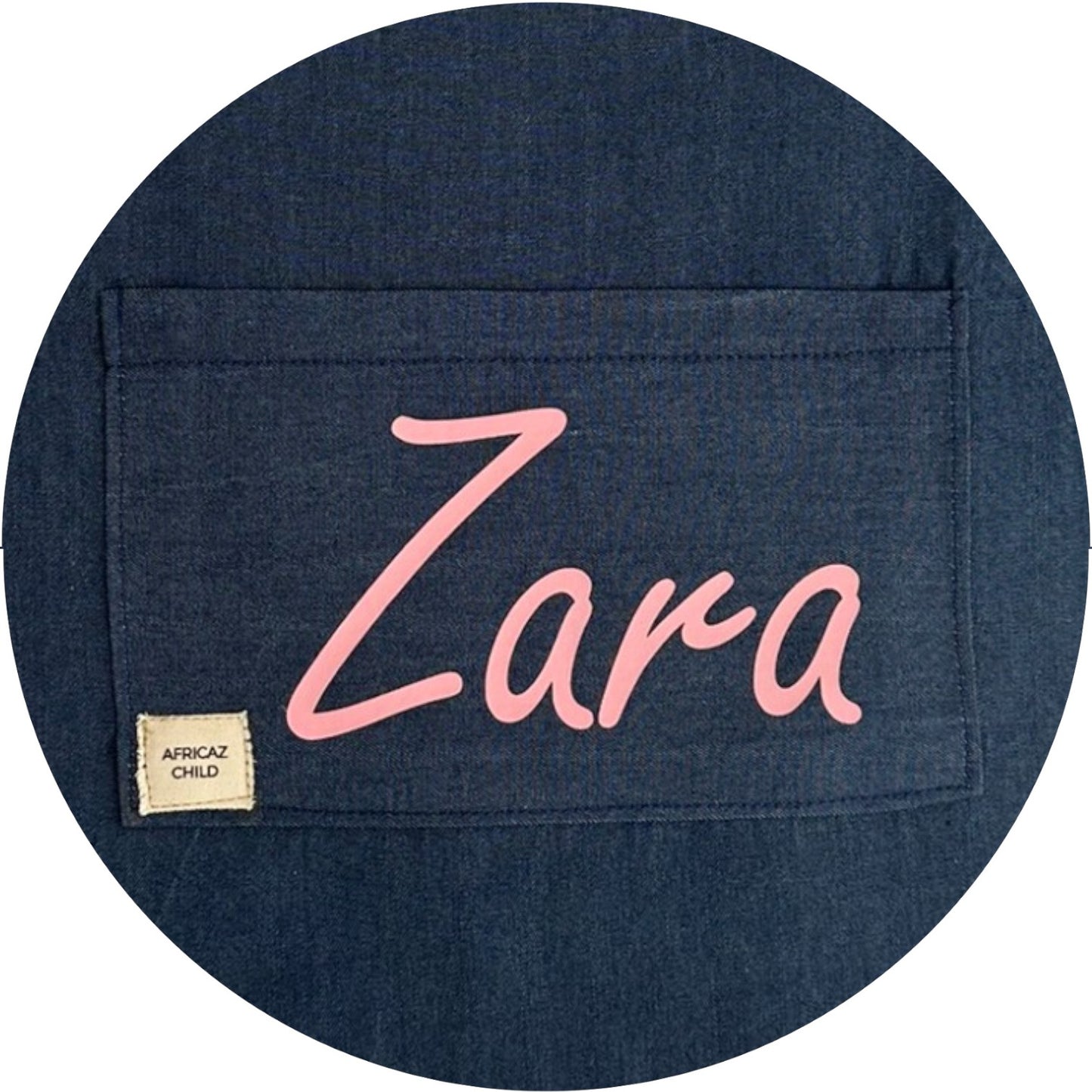 Baby denim cross-over top with custom name pocket