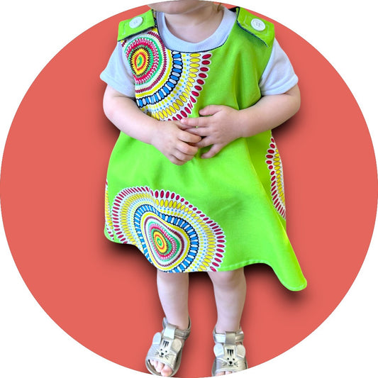 Baby lime green shweshwe A-line dress