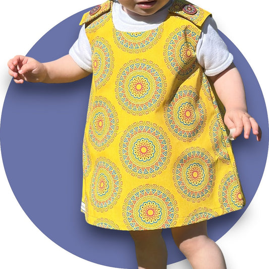 Baby mustard Shweshwe A-line dress