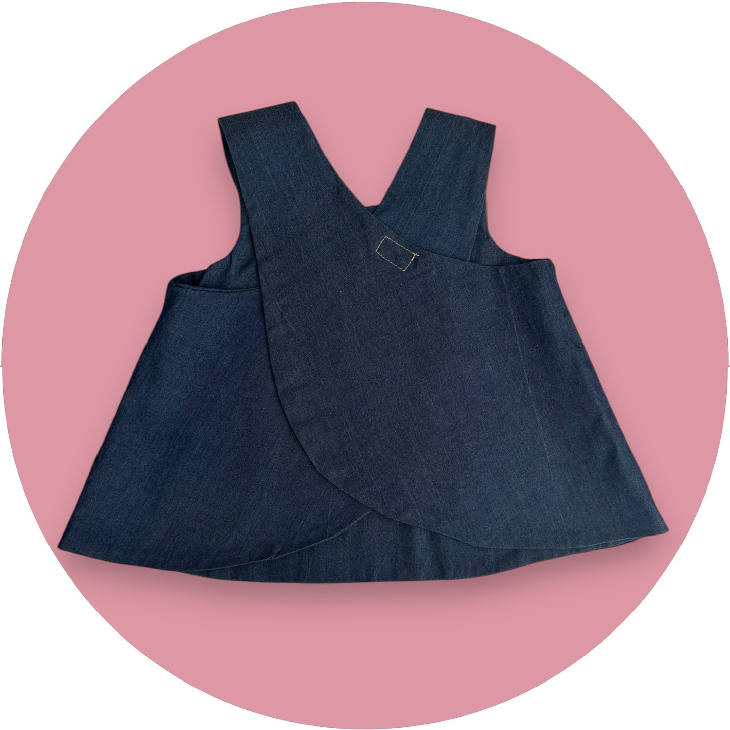 Baby denim cross-over top with custom name pocket