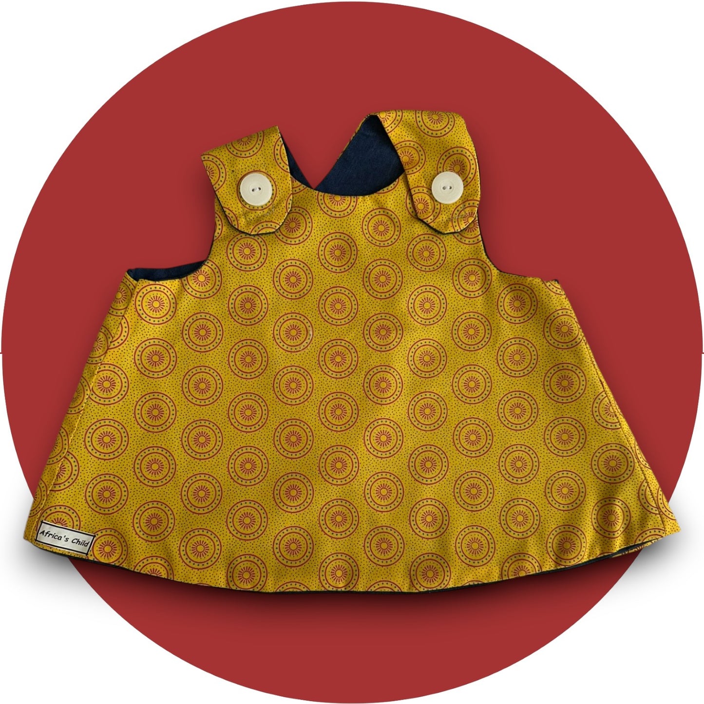Baby mustard shweshwe cross-over top