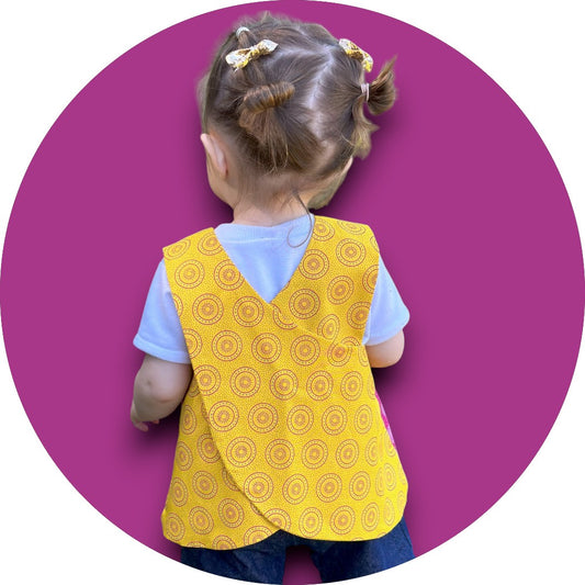 Baby pink & mustard shweshwe cross-over top