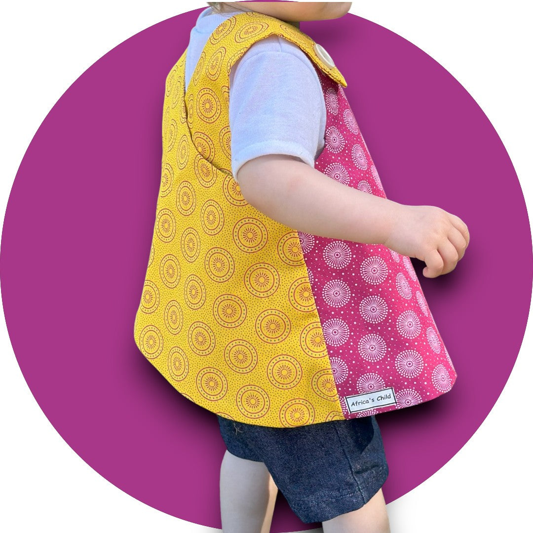 Baby pink & mustard shweshwe cross-over top